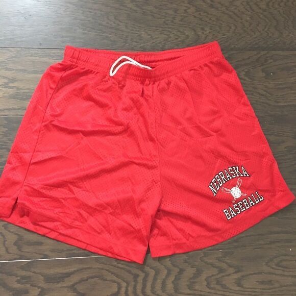 New Red vintage Nebraska Cornhuskers Baseball team practice Gym shorts retro XL - Picture 1 of 5